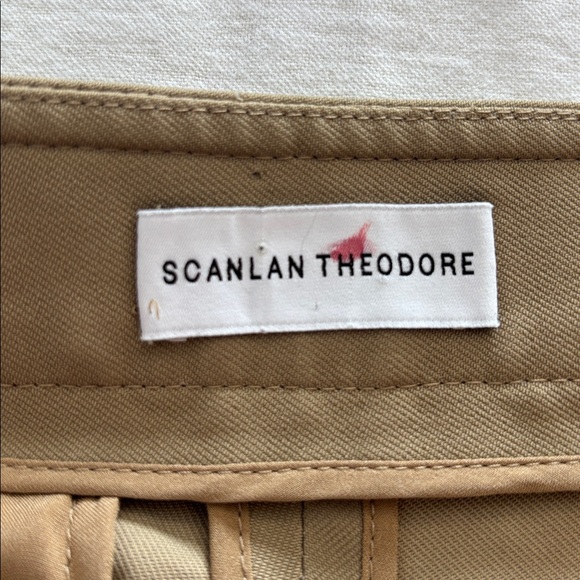 Scanlan Theodore Beige Flat Front Straight Wide Leg Trousers Size 6 - Picture 7 of 8